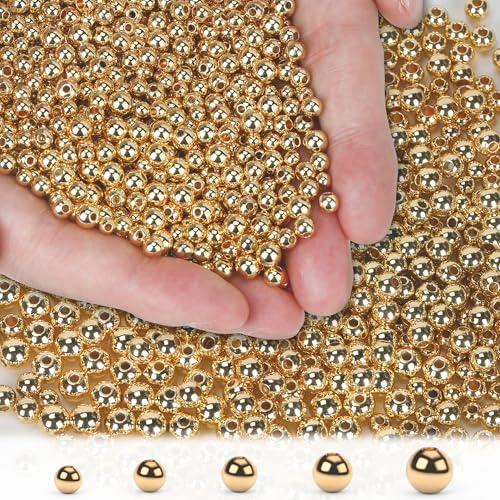 LETORIA 14K 600pcs 2mm Gold Filled Beads for Jewelry Making Small Smooth Round Gold Spacer Beads for Bracelets Non Tarnish Metal Brass for Necklaces Earrings Rings and DIY Craft - Image 1
