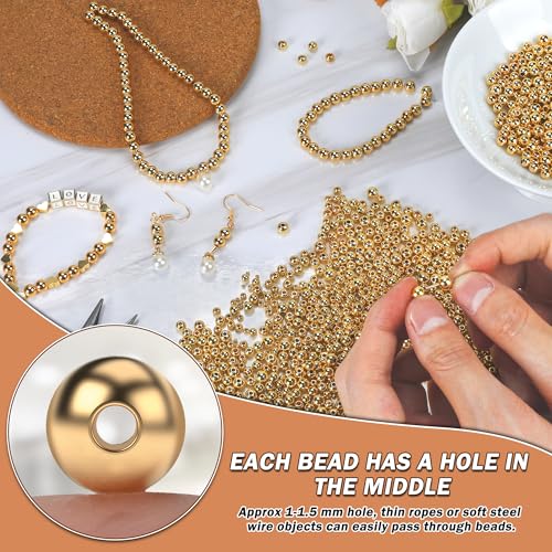 LETORIA 14K 600pcs 2mm Gold Filled Beads for Jewelry Making Small Smooth Round Gold Spacer Beads for Bracelets Non Tarnish Metal Brass for Necklaces Earrings Rings and DIY Craft - Image 5