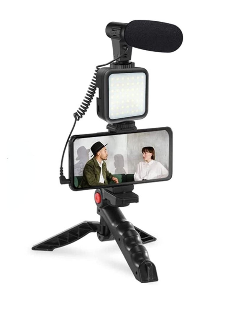 Smartphone & Camera Vlogging Studio Kits Video Shooting Photography Suit with Microphone LED Fill Light Mini Tripod - Image 1