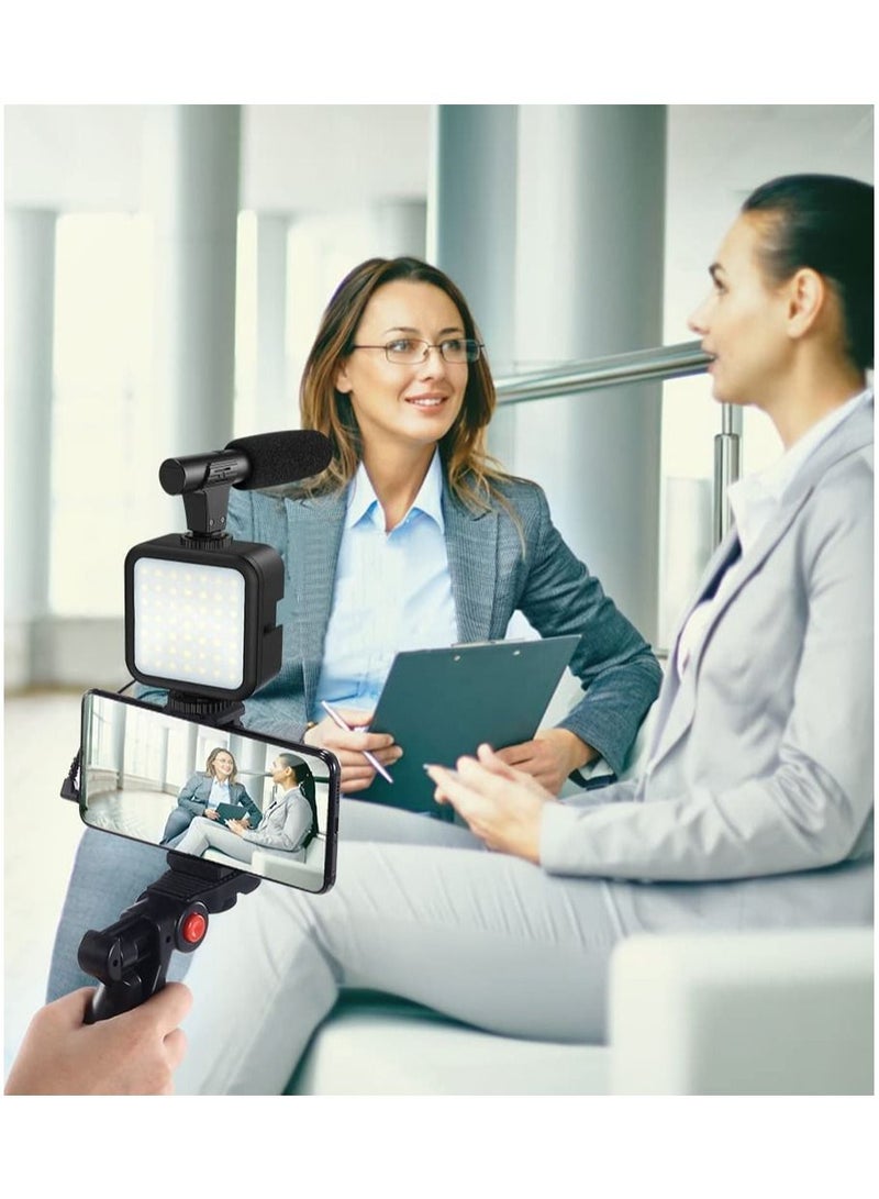 Smartphone & Camera Vlogging Studio Kits Video Shooting Photography Suit with Microphone LED Fill Light Mini Tripod - Image 4