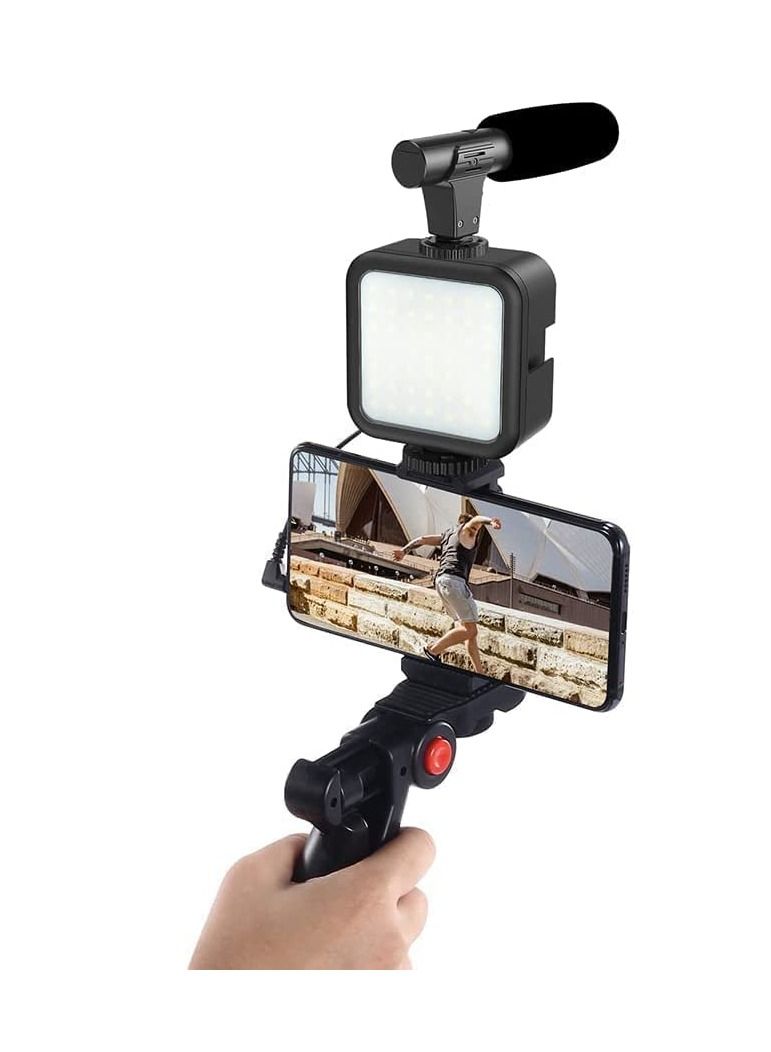 Smartphone & Camera Vlogging Studio Kits Video Shooting Photography Suit with Microphone LED Fill Light Mini Tripod - Image 2