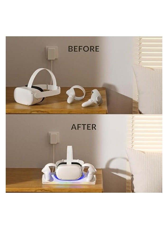 جويز محطة شحن لجهاز Oculus Quest 2، محطة شحن مثبتة على الحائط مع كابل شحن USB-C، قاعدة شحن عالية السرعة مع ضوء تنفس، حامل قاعدة شحن لجهاز Oculus Quest 2 مع مقبض للتخزين - Image 4