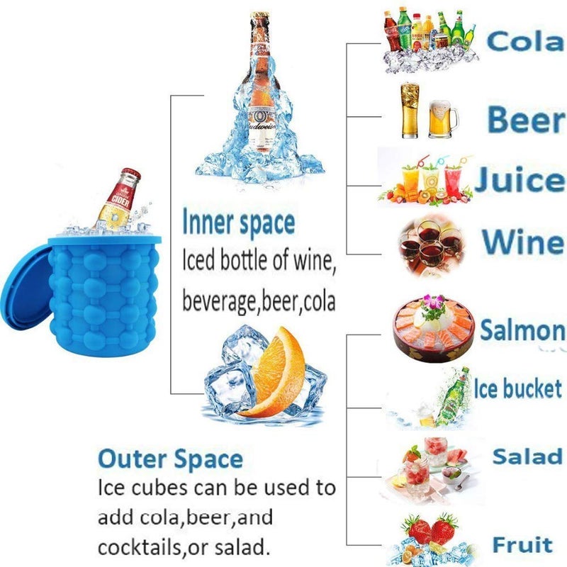 XIBO Silicone Ice Cube ContainerIce BucketIce BoxIce Cube Tray with Lid Easily Fit in Freezer Blue 1Pc Round - Image 4