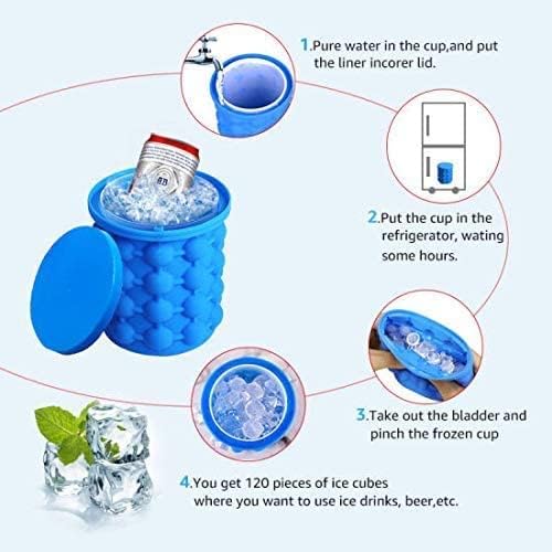 XIBO Silicone Ice Cube ContainerIce BucketIce BoxIce Cube Tray with Lid Easily Fit in Freezer Blue 1Pc Round - Image 3