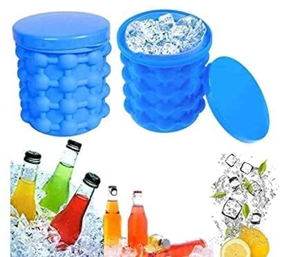 XIBO Silicone Ice Cube ContainerIce BucketIce BoxIce Cube Tray with Lid Easily Fit in Freezer Blue 1Pc Round - Image 2