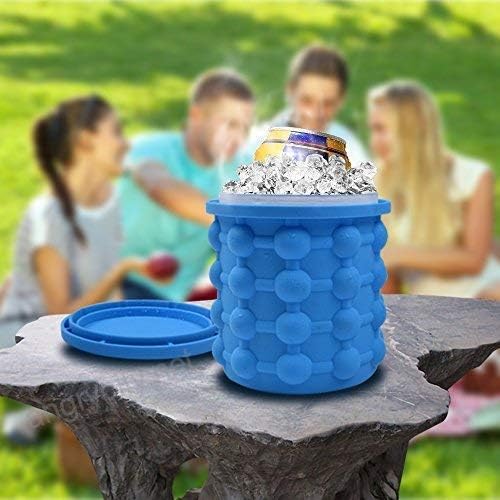 XIBO Silicone Ice Cube ContainerIce BucketIce BoxIce Cube Tray with Lid Easily Fit in Freezer Blue 1Pc Round - Image 5