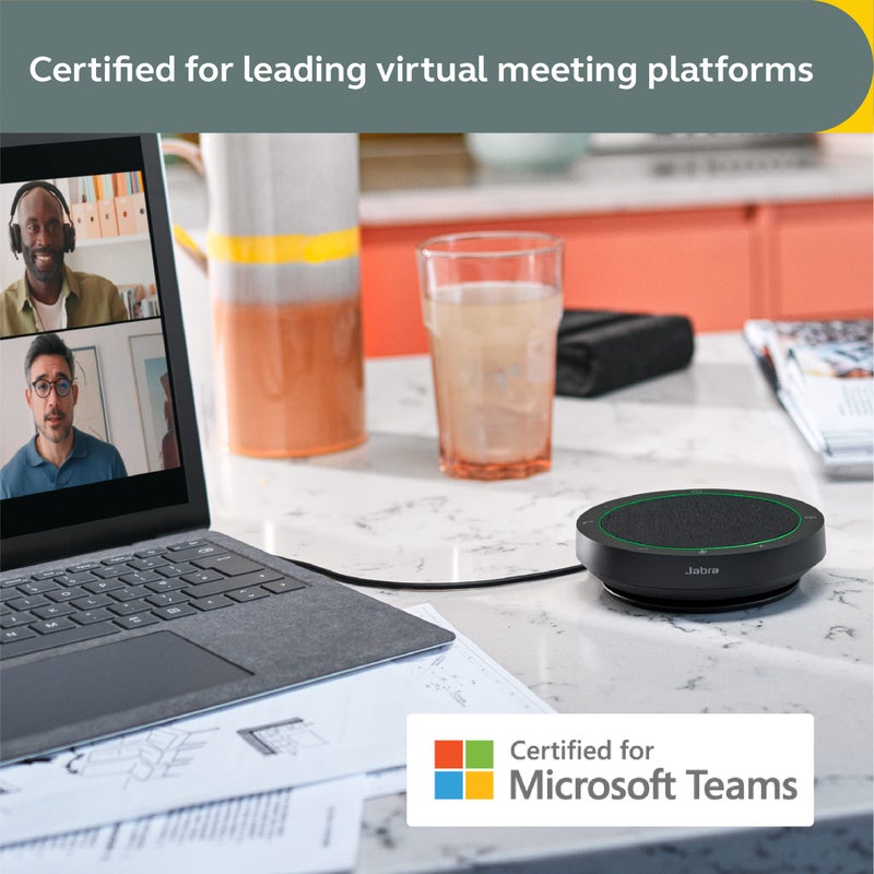 Jabra Speak2 40 Portable Speakerphone - 4 Noise-Cancelling Mics, 50mm Full Range Speakers with Wideband Audio for Clear Sound, USB-A/USB-C Connections - Certified Microsoft Teams Speaker - Dark Grey - Image 5