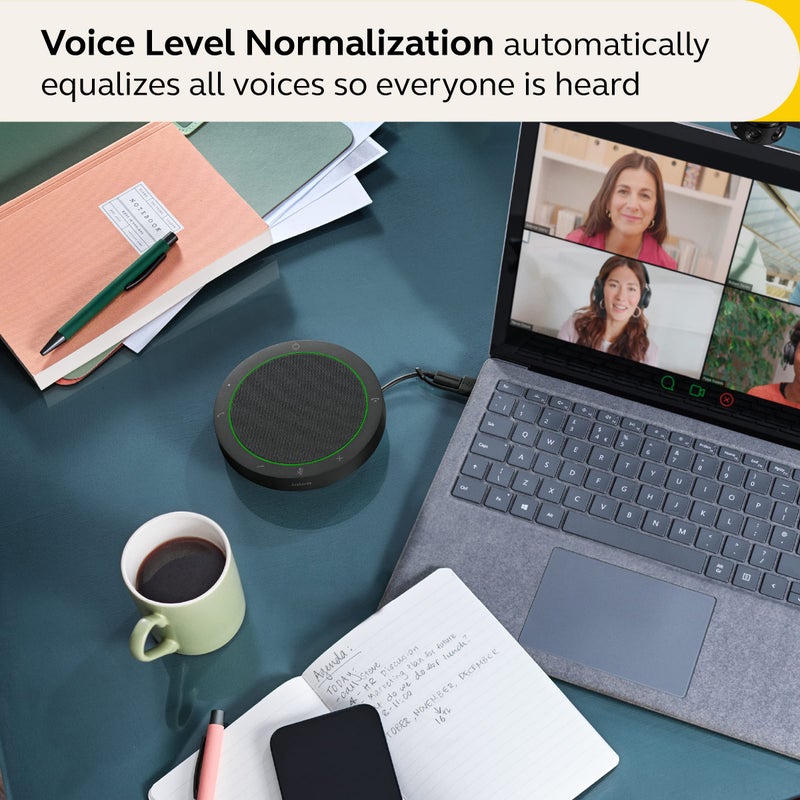 Jabra Speak2 40 Portable Speakerphone - 4 Noise-Cancelling Mics, 50mm Full Range Speakers with Wideband Audio for Clear Sound, USB-A/USB-C Connections - Certified Microsoft Teams Speaker - Dark Grey - Image 3