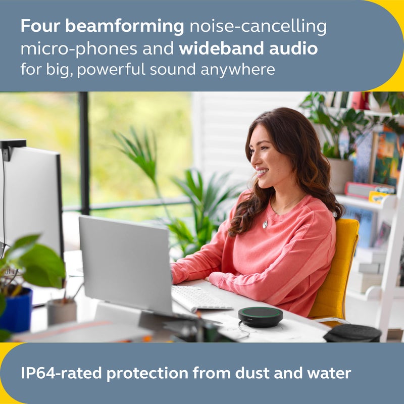 Jabra Speak2 40 Portable Speakerphone - 4 Noise-Cancelling Mics, 50mm Full Range Speakers with Wideband Audio for Clear Sound, USB-A/USB-C Connections - Certified Microsoft Teams Speaker - Dark Grey - Image 4