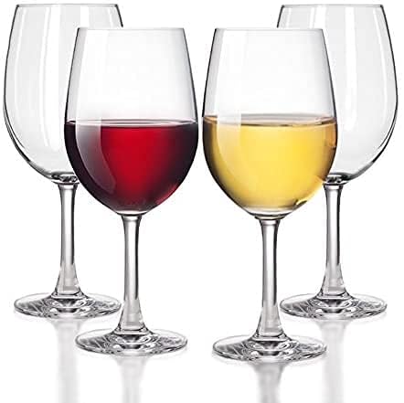 BLISS START Stylish Curve Wine Glass Red or White Wine Glass 330 ML Transparent Glass Classic Brandy Party Glasses Set Crystal Clear Tableware Glass Pack of 4 PcsClear - Image 1