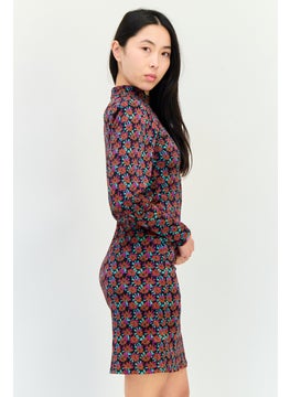 promod Women Floral Print Mini Dress, Multicolor  - Image 3
