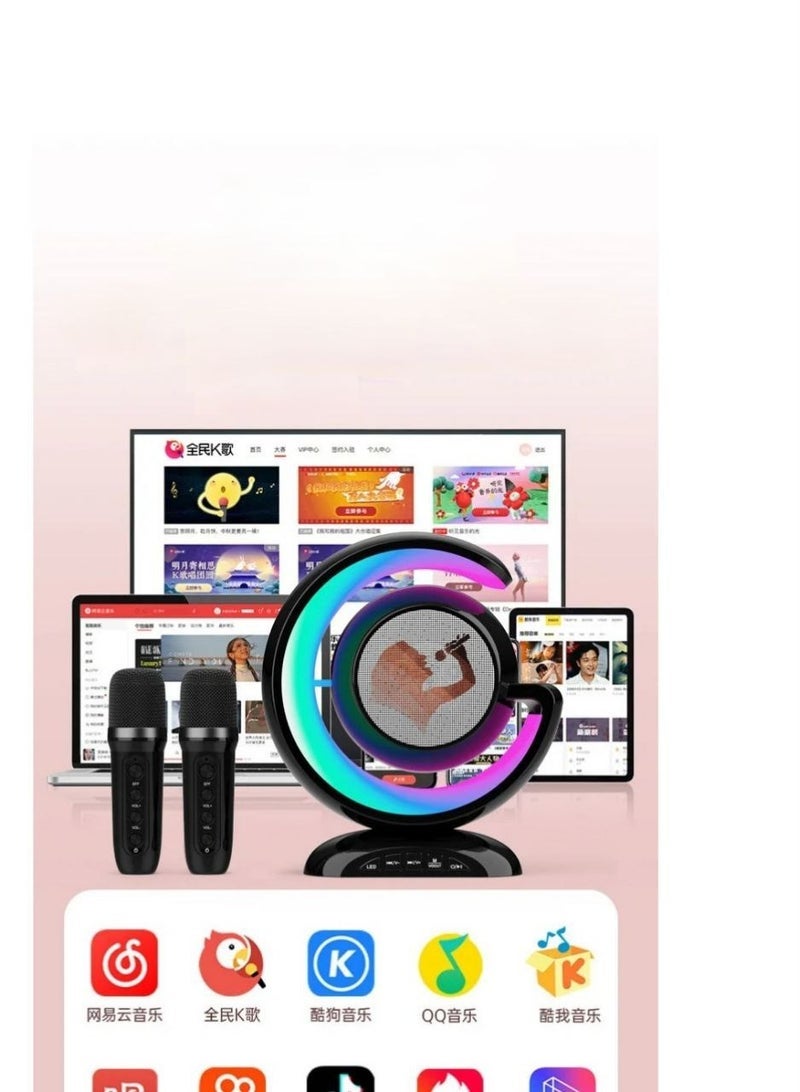 ELTRAZONE Wireless Microphones Portable Bluetooth Speaker with Bass Treble Adjustment Remote Control and LED Lights Supports  - Image 4