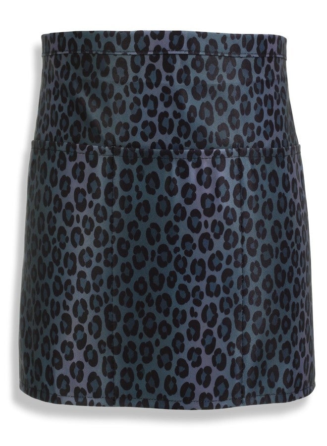 Plum Hill Black Leopard Waitress Apron for Servers - 3 Pockets Half Waist Aprons Restaurant Coffee Shop Vendor Teacher Gardening - Image 3
