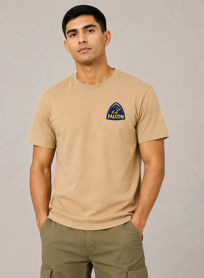 Take Two Beige Graphic Print Crew Neck T-Shirt By Falcon