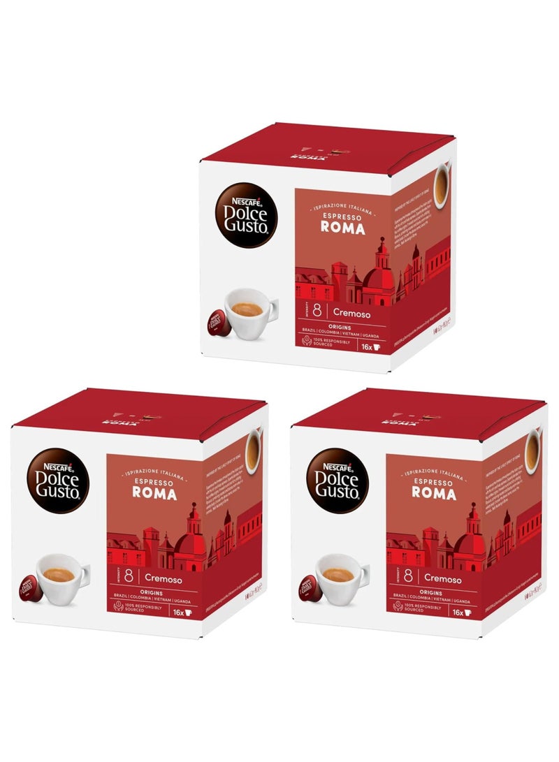 دولسي قوستو نسكافيه دولتشي جوستو إسبريسو روما – ٣ علب × ١٦ كبسولة (إجمالي ٤٨ كبسولة)
