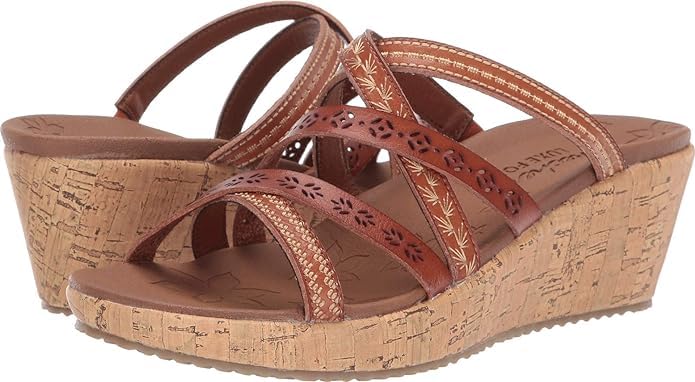 Skechers womens Slide Wedge Sandal, Luggage, 7.5 US - Image 5