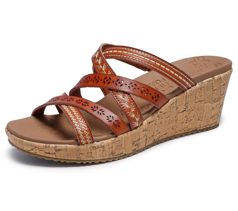 Skechers womens Slide Wedge Sandal, Luggage, 7.5 US - Image 1