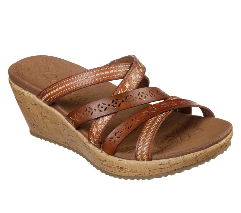 Skechers womens Slide Wedge Sandal, Luggage, 7.5 US - Image 4