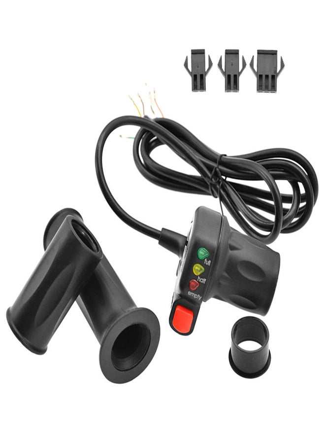 WUXING 36V/48V Right and Left Electric Bike Handlebar Throttle Grip with Battery Indicator Power Switch Ebike Twist Throttle Handle Thumb Throttle - Image 1