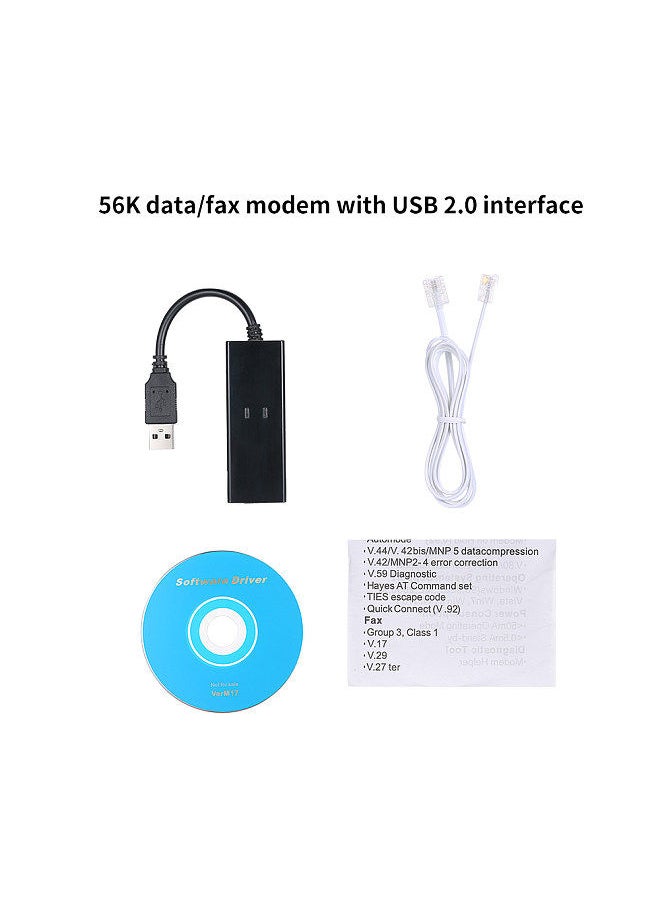Generic - External USB 56K V.92 V.90 Dial Up Fax Modem for Win XP/VISTA7/8/10 - Image 1