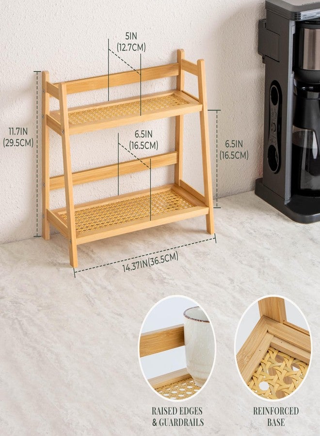 ANBOXIT Rattan-Look Matcha Station Organizer, Countertop Bamboo Tea & Coffee Accessories Station Organizer, 2 Tier Mug Holder Display Stand for Kitchen, Home, Office - Image 5