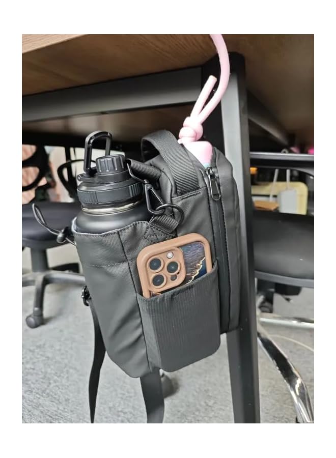 PROMASS حقيبة رياضية مغناطيسية سوداء للرجال والنساء مع زجاجة ماء وحامل مفاتيح وهاتف محمول، مع حزام، حقيبة صدر مغناطيسية للصالات الرياضية والسفر والعمل - Image 3