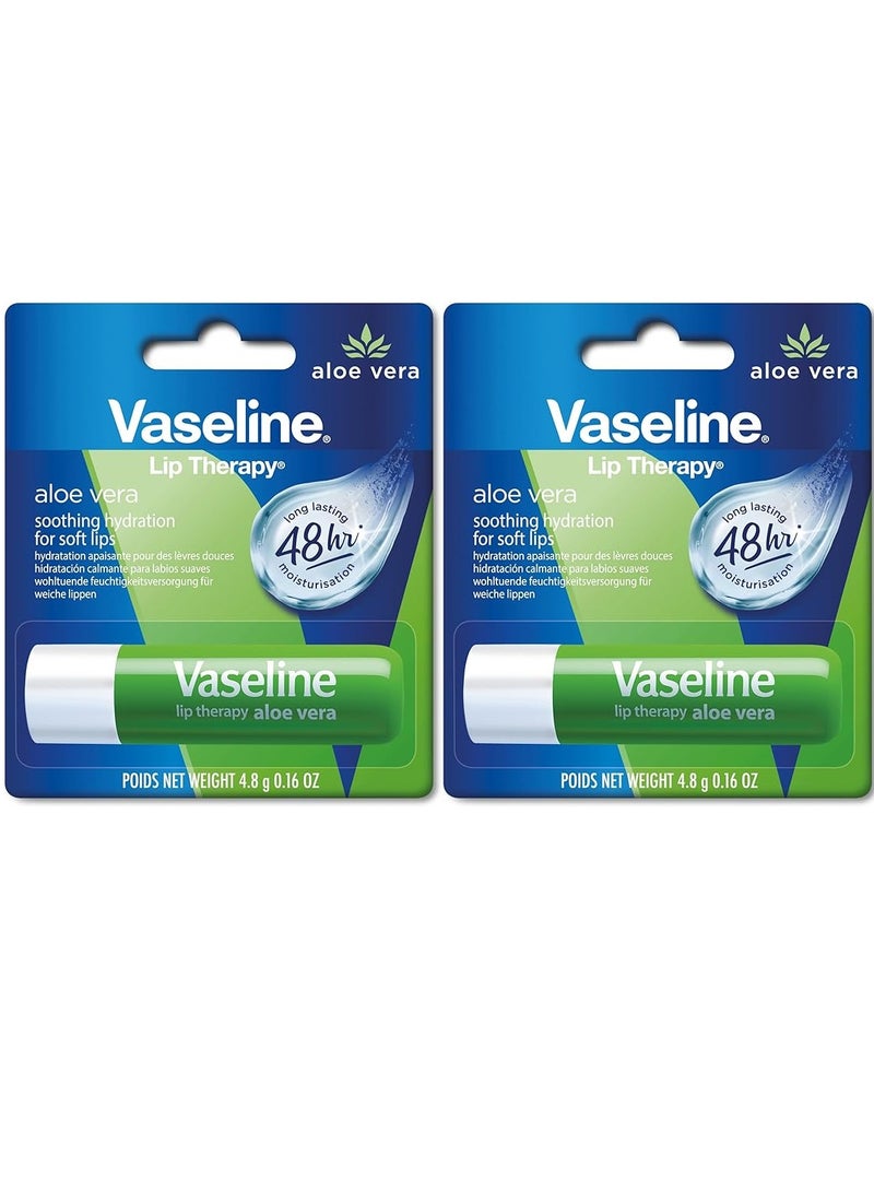 Vaseline Pack Of 2 Vaseline Lip Therapy Aloe Vera 4.8 gm - Image 1