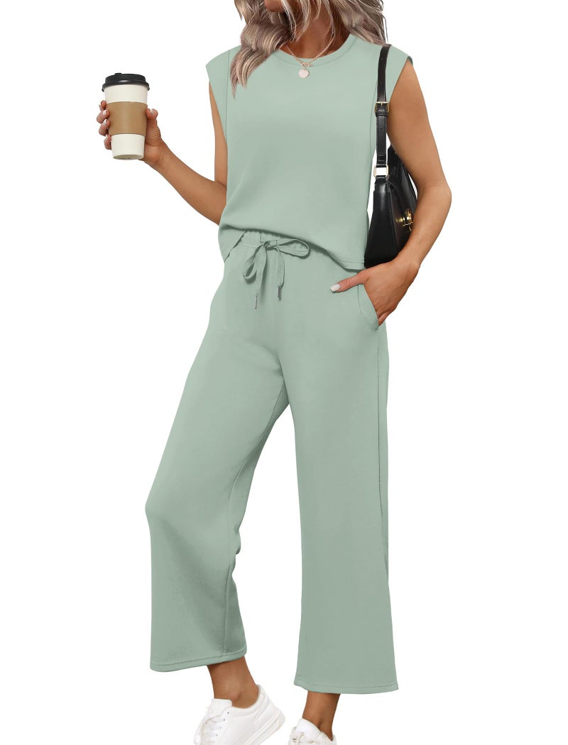Sampeel Two Piece Outfits for Women Tropical Beach Vacation Summer Clothes Soft Travel Sets Matching Sets Women Clothing M - Image 1