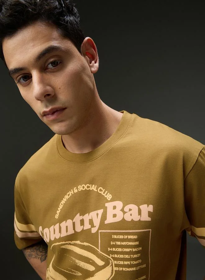 Dillinger Men Round Neck Printed Oversized T-Shirt