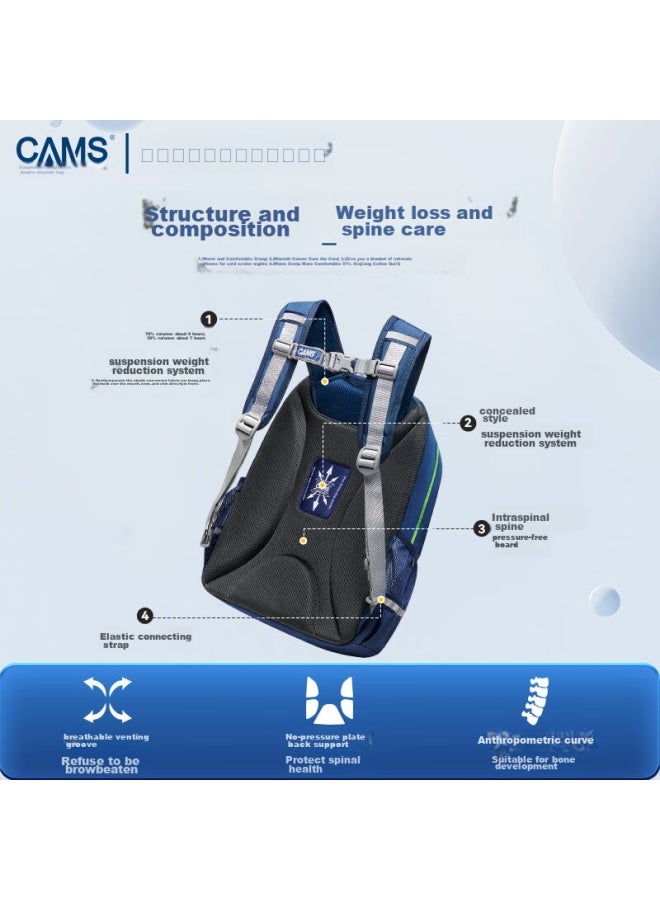 Cams Suspended Weight-reducing Backpack For Grades 1-4, Large Capacity, Ultra-light, Spine-protecting Schoolbag S08201s - Image 4