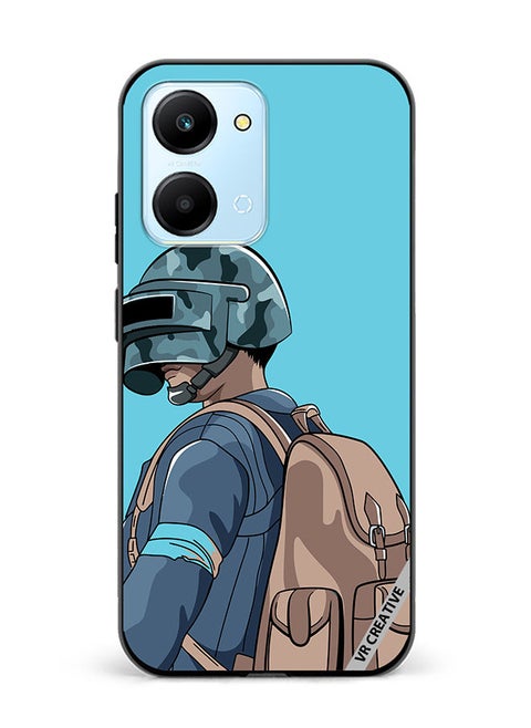 Protective Case Cover For Honor Play7T Helmet And In Military Uniform Design Multicolour