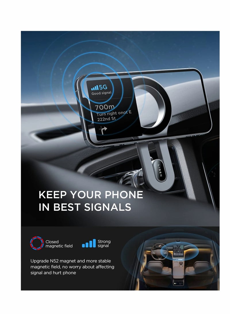 Compatible for MagSafe Car Mount [Strongest Magnet Power] LISEN Magnetic Phone Holder for Car [Easily Install] Hands Free iPhone Car Holder Mount Fit for iPhone 13 12 Pro Max Mini MagSafe Case - Image 3