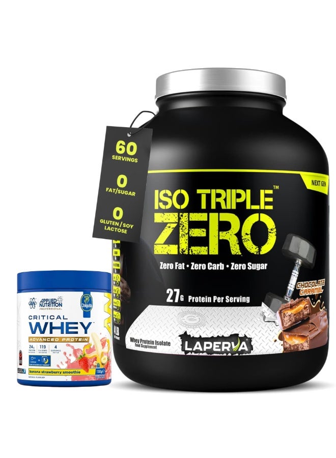 Laperva Iso Triple Zero Next Generation Whey Protein, Chocolate Caramel, 4 LB + any AN whey Advanced Protein 132g - Image 1