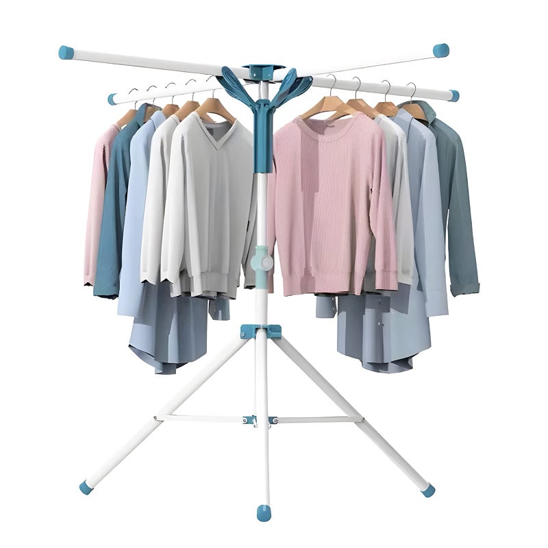 JAUREE Tripod Clothes Drying Rack Folding Indoor, Portable Drying Rack Clothing and Height-Adjustable, Space Saving Laundry Drying Rack with 20 Clips - Image 1
