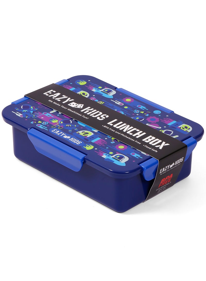 Eazy Kids صندوق غداء قابل للتحويل بانتو بـ 1، 2، 3، 4 حجرات - رواد الفضاء - أزرق 850 مل - Image 3