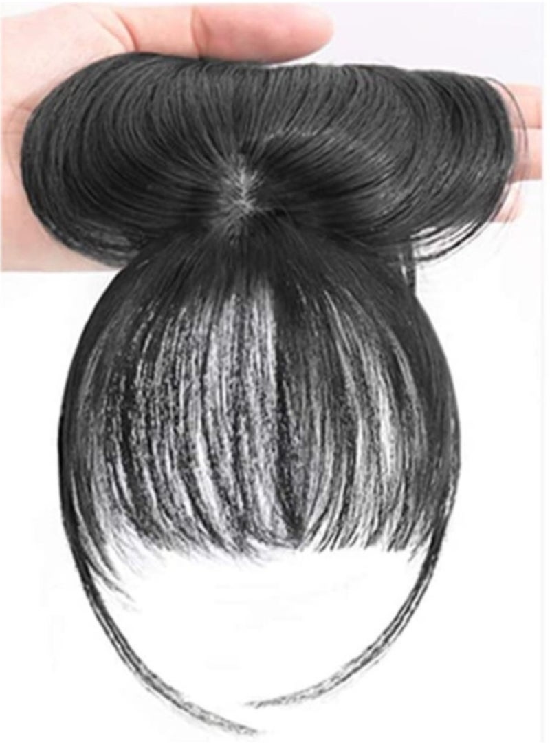 Estelle 3D Large Hair Bangs Clip 100 Natural Human Faux Bangs Clip on Bangs for Daily Wear Lightly Curved Black  - Image 2