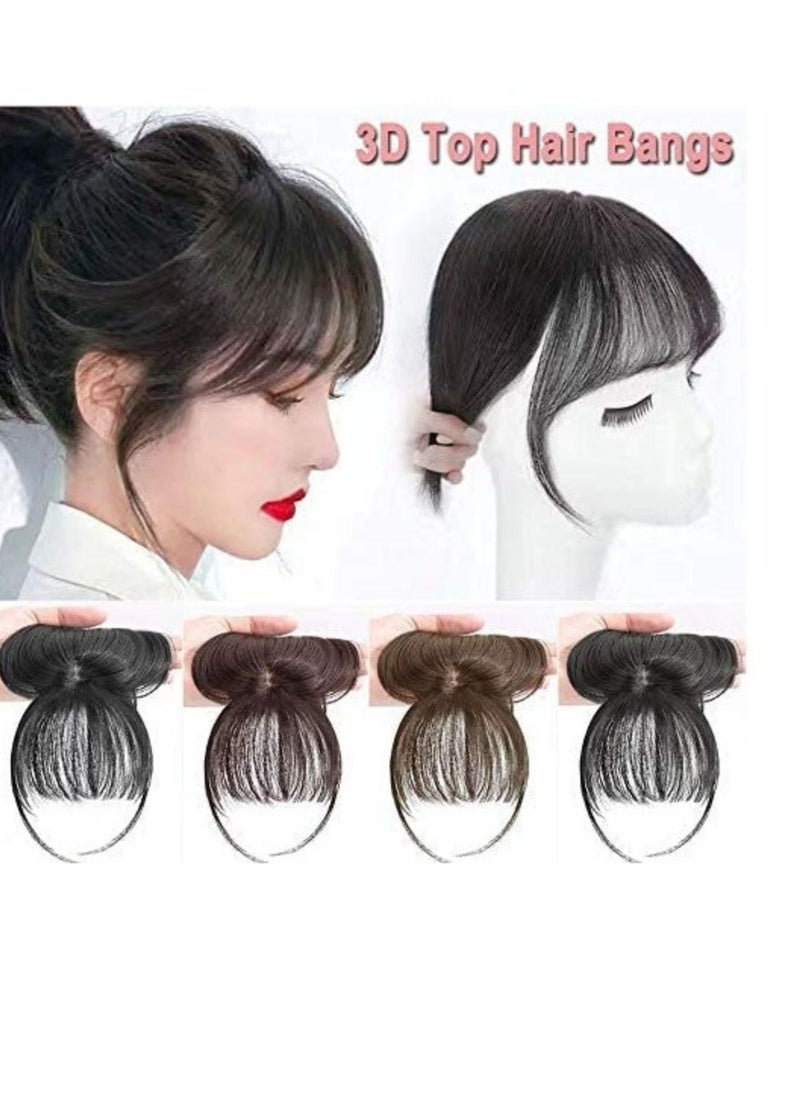 Estelle 3D Large Hair Bangs Clip 100 Natural Human Faux Bangs Clip on Bangs for Daily Wear Lightly Curved Black  - Image 3
