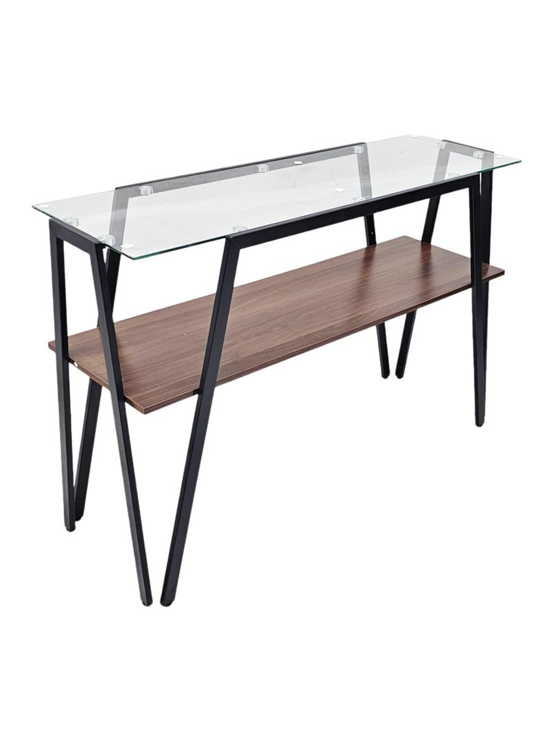 Living Modern Two-Storey Console Table With Glass Top 120*40*80 CM
