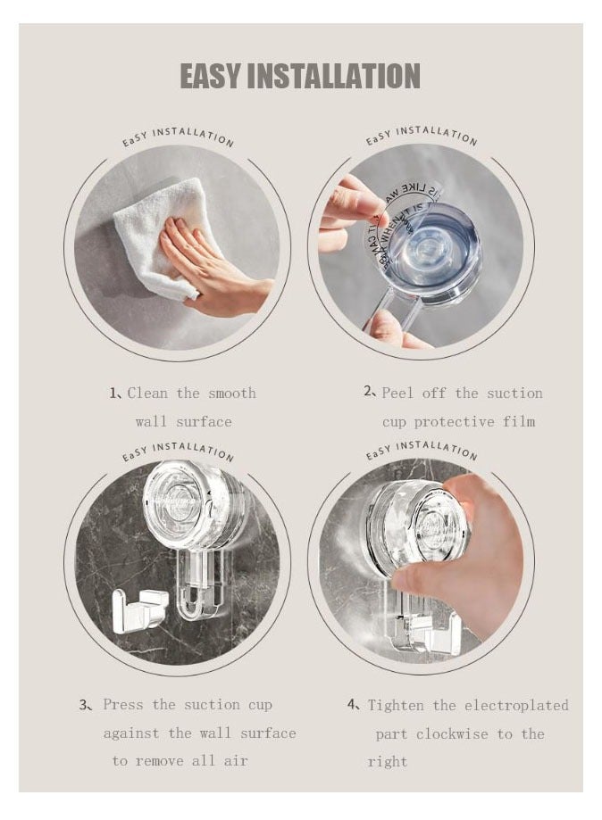 Set of 2 Rotating Suction Cup Hooks, Vacuum Punch-Free Load-Bearing Sticky Hooks, Suitable for Kitchen Door Backs, Bathroom, Toilet Walls. - Image 3