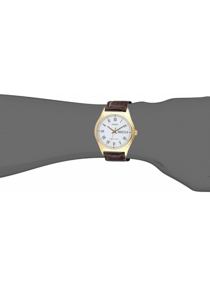 كاسيو ساعة كاسيو MTP-V006GL-7BUDF للرجال، مينا بيضاء، سوار بني - Image 3