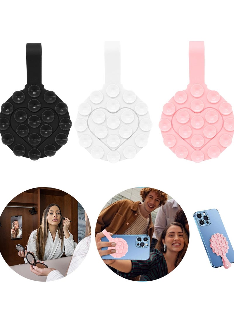 3 Pack Silicone Suction Cup Phone Mount, Double Sided Love Phone Mount, Non-Slip Self-Adhesive Cell Phone Suction Bracket, Suitable TikTok Creator, Videos, Selfies - Image 1