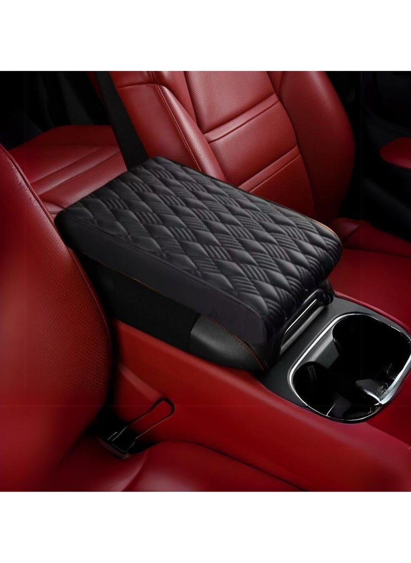 MOTRK Car Center Console Armrest, MOTRK Leather Memory Foam Car Armrest Reinforcement Pads, Car Armrest Protector Cover, Car Seat Cover, Car Interior Accessories (Black) 