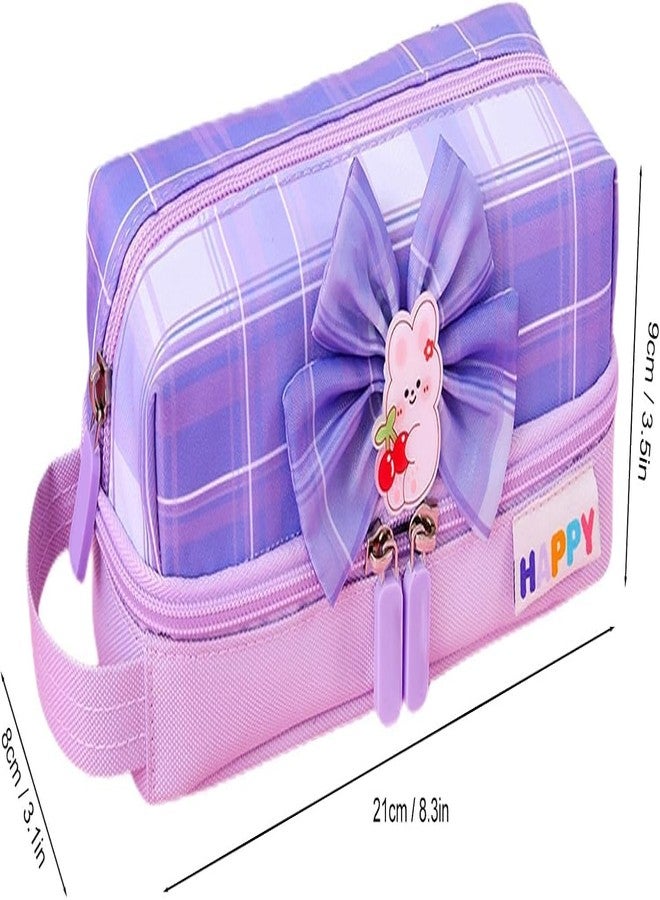Invite Enterprise InviteTwo Layer Pencil Pouch with Flower Shape Cute Patch for School Girls and Boys, Cute Aesthetic Stationery Items Kit Case, Large Capacity Stationary Pencil Box for Kids Gifts - Image 4