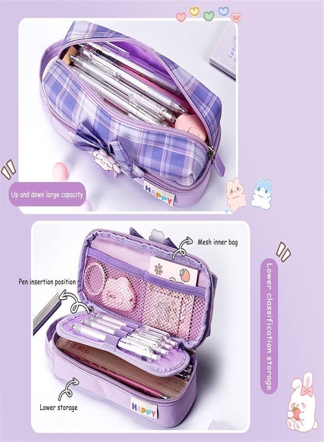 Invite Enterprise InviteTwo Layer Pencil Pouch with Flower Shape Cute Patch for School Girls and Boys, Cute Aesthetic Stationery Items Kit Case, Large Capacity Stationary Pencil Box for Kids Gifts - Image 3