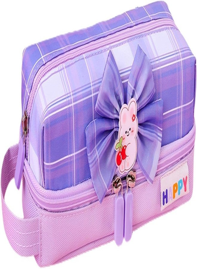 Invite Enterprise InviteTwo Layer Pencil Pouch with Flower Shape Cute Patch for School Girls and Boys, Cute Aesthetic Stationery Items Kit Case, Large Capacity Stationary Pencil Box for Kids Gifts - Image 1