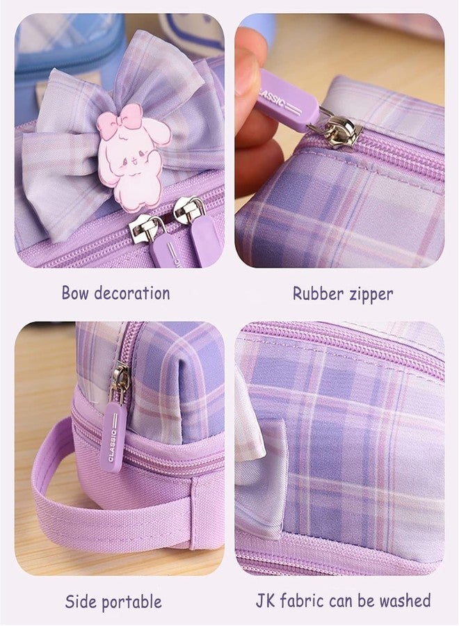 Invite Enterprise InviteTwo Layer Pencil Pouch with Flower Shape Cute Patch for School Girls and Boys, Cute Aesthetic Stationery Items Kit Case, Large Capacity Stationary Pencil Box for Kids Gifts - Image 5