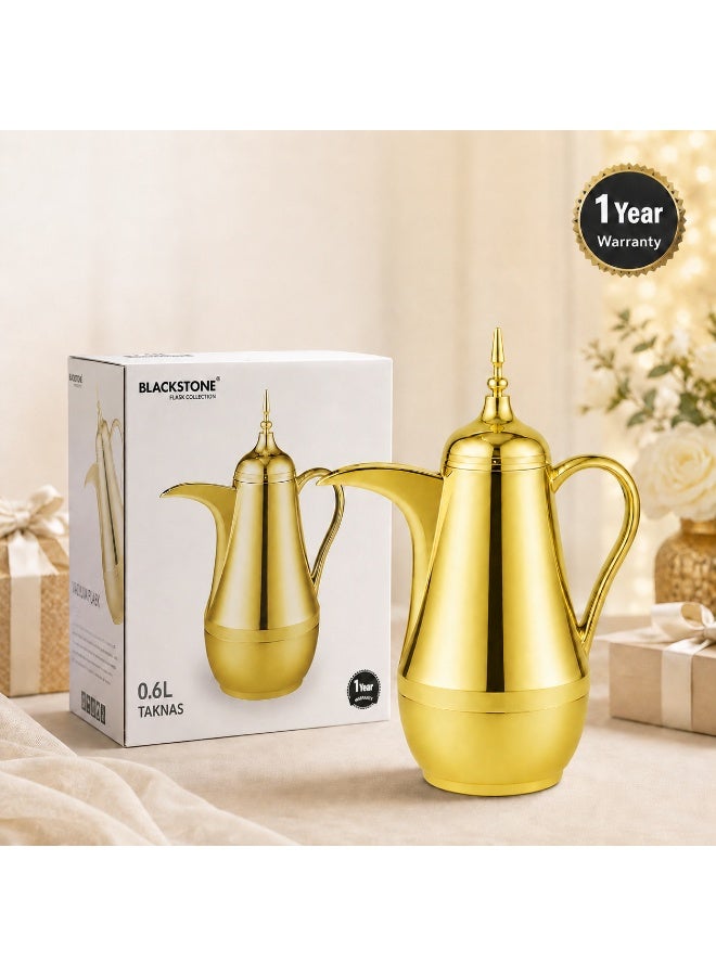 BLACKSTONE Vacuum Flask 1.0L Gold, Insulated Thermos with Glass Liner, Leakproof Tea & Coffee Flask for Hot Water, Home, Office & Serving - Image 5