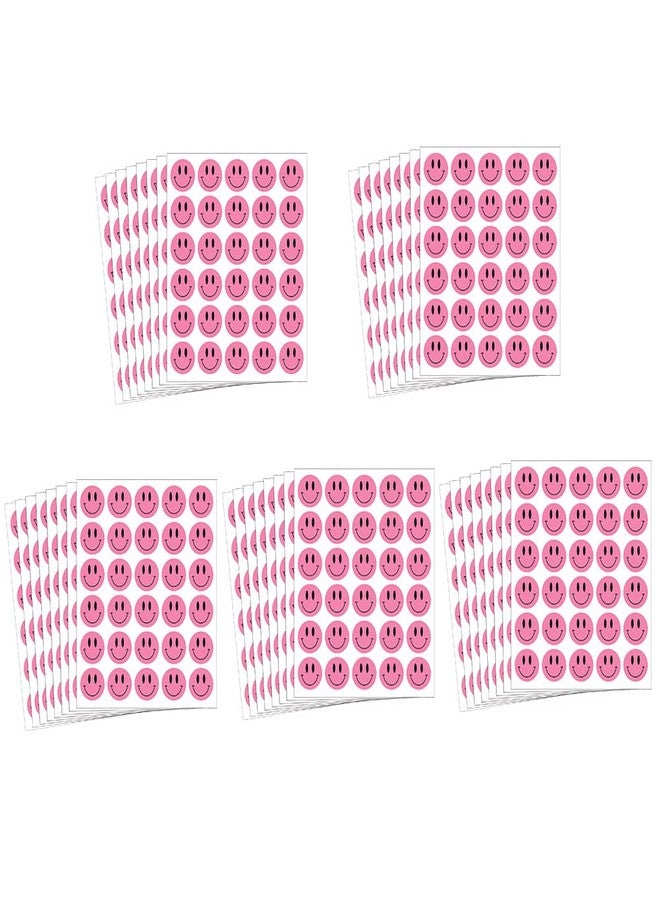 Hcode Happy Face Stickers 1 Inch Round Colorful Reward Teachers Stickers 1200Pcs (Pink) - Image 1