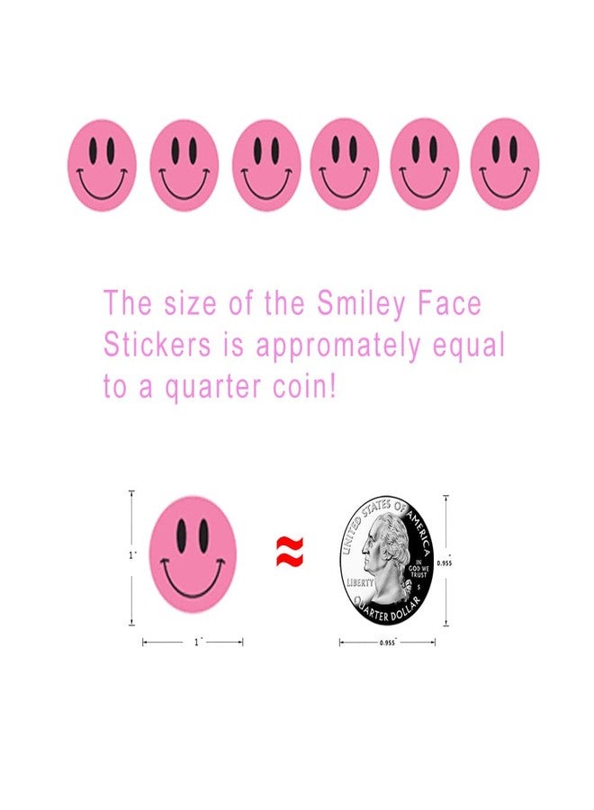 Hcode Happy Face Stickers 1 Inch Round Colorful Reward Teachers Stickers 1200Pcs (Pink) - Image 3