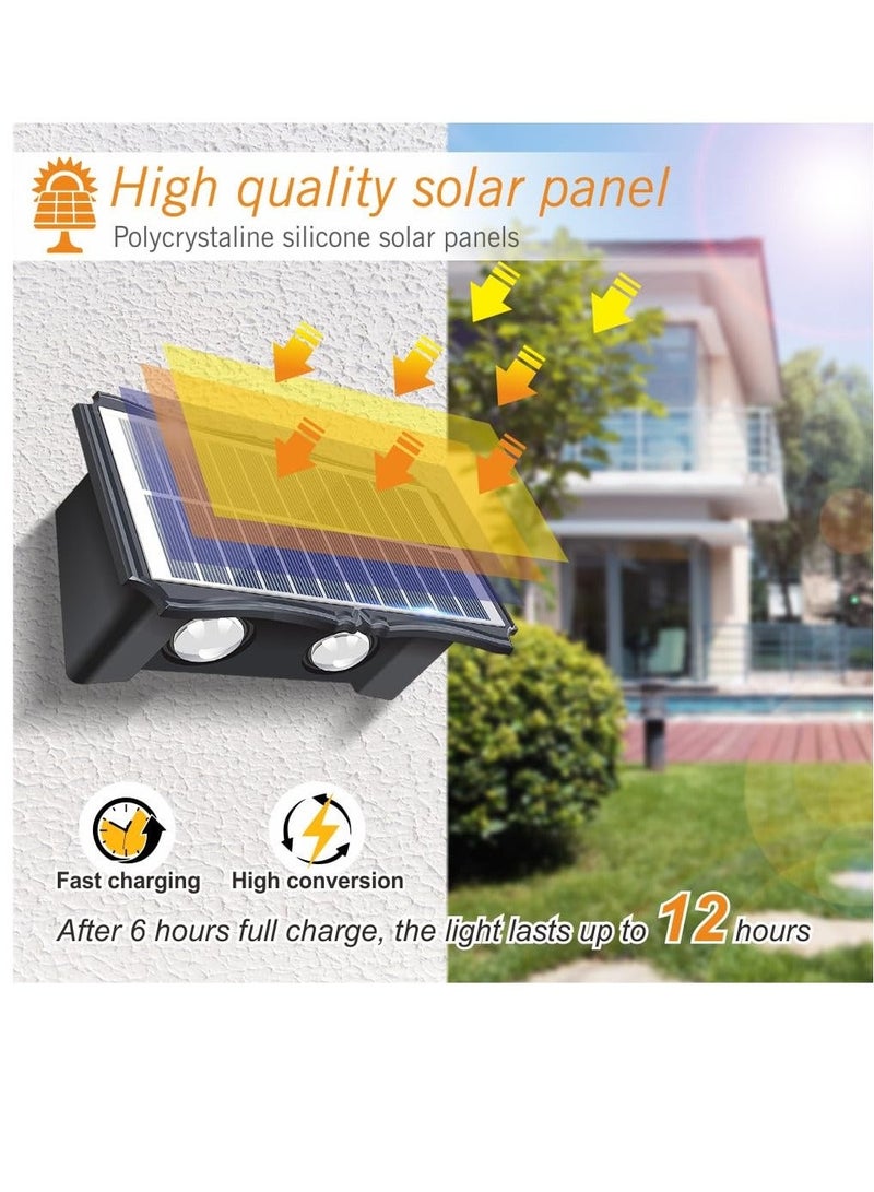 Solar Wall Lights Outdoor, 2 Pack Solar Powered Deck Lights Up and Down, Solar Powered Fence Lights Waterproof, Warm and White Lighting Mode for Yard, Garage, Porch - Image 2